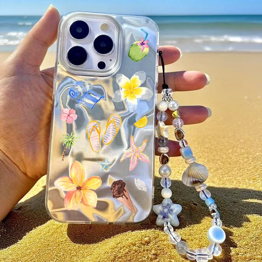 Funda con cadena de playa de concha de coco para VIVO Y39 Y78 Y56 V29 Lite V30E V40 V30 Pro 5G Y17 Y12 Y15 Y22 Y22S V25E 4G Y20 Y20i Y20s Y11 - imagen 2