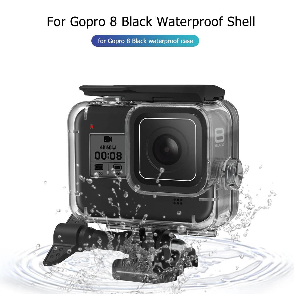 Carcasa protectora impermeable subacuática para GoPro Hero 8, accesorios de cámara negros con suficiente durabilidad y robustez