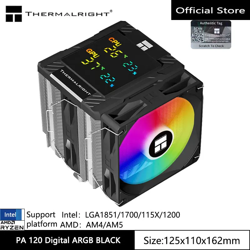 Radiador de refrigeración de aire para chasis Digital Thermalright PA 120, 6 tubos de calor/CPU/CPU monitoreo simulado/soportes LGA1851/1700/AM5