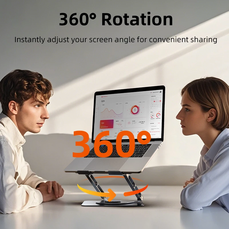 CABLETIME 360 °   Soporte de aluminio para ordenador portátil con rotación para Macbook Air Pro, soporte de escritorio Vertical plegable para tableta, ipad, Dell, Lenovo - imagen 2