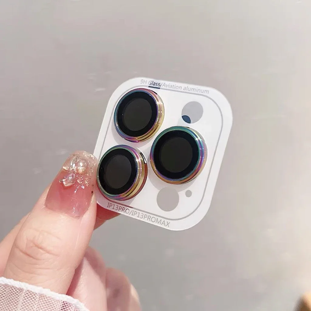 2-3 uds para IP 17 16 15 14 Pro Max anillo de Metal protectores de cámara para IPhone 12 13 Pro Max lente cubierta de película de vidrio para IPhone15 Plus - imagen 3