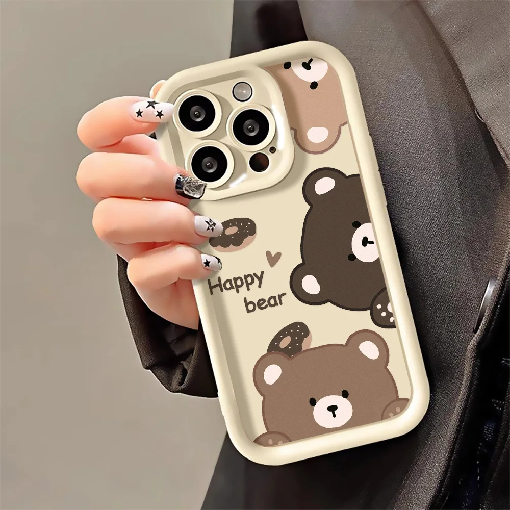 Funda de teléfono con bonito oso para iPhone 13, Fundas de silicona para Iphone 11 15 Pro Max 16 17 Air 14 12 XR XS X 7 8 Plus SE 15promax - imagen 5