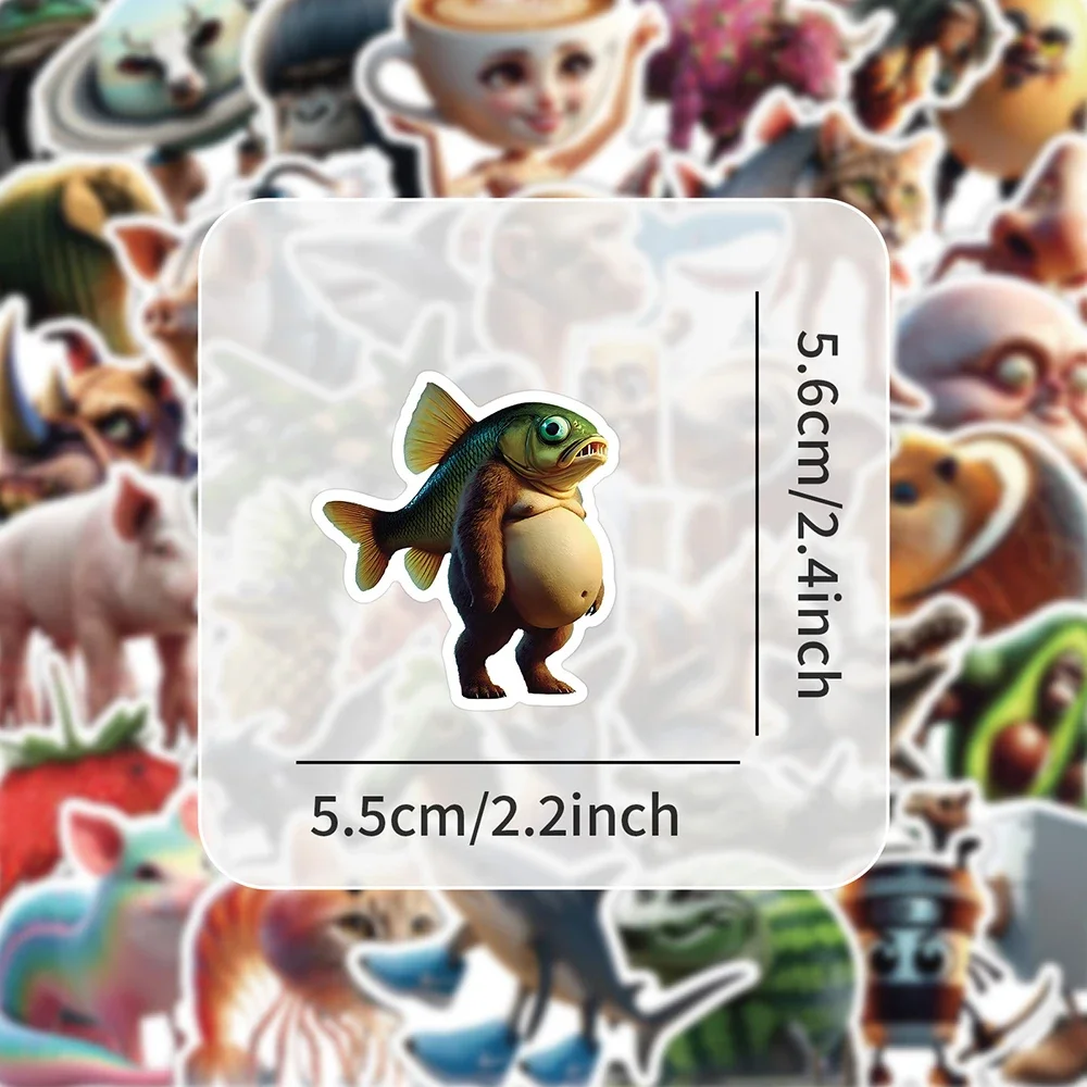 50 Uds. De pegatinas abstractas de viñetas de animales, botella de agua para teléfono, pegatina para maleta, sello de embalaje, pegatinas, juguete para niños, papel de etiqueta bonito DIY - imagen 3