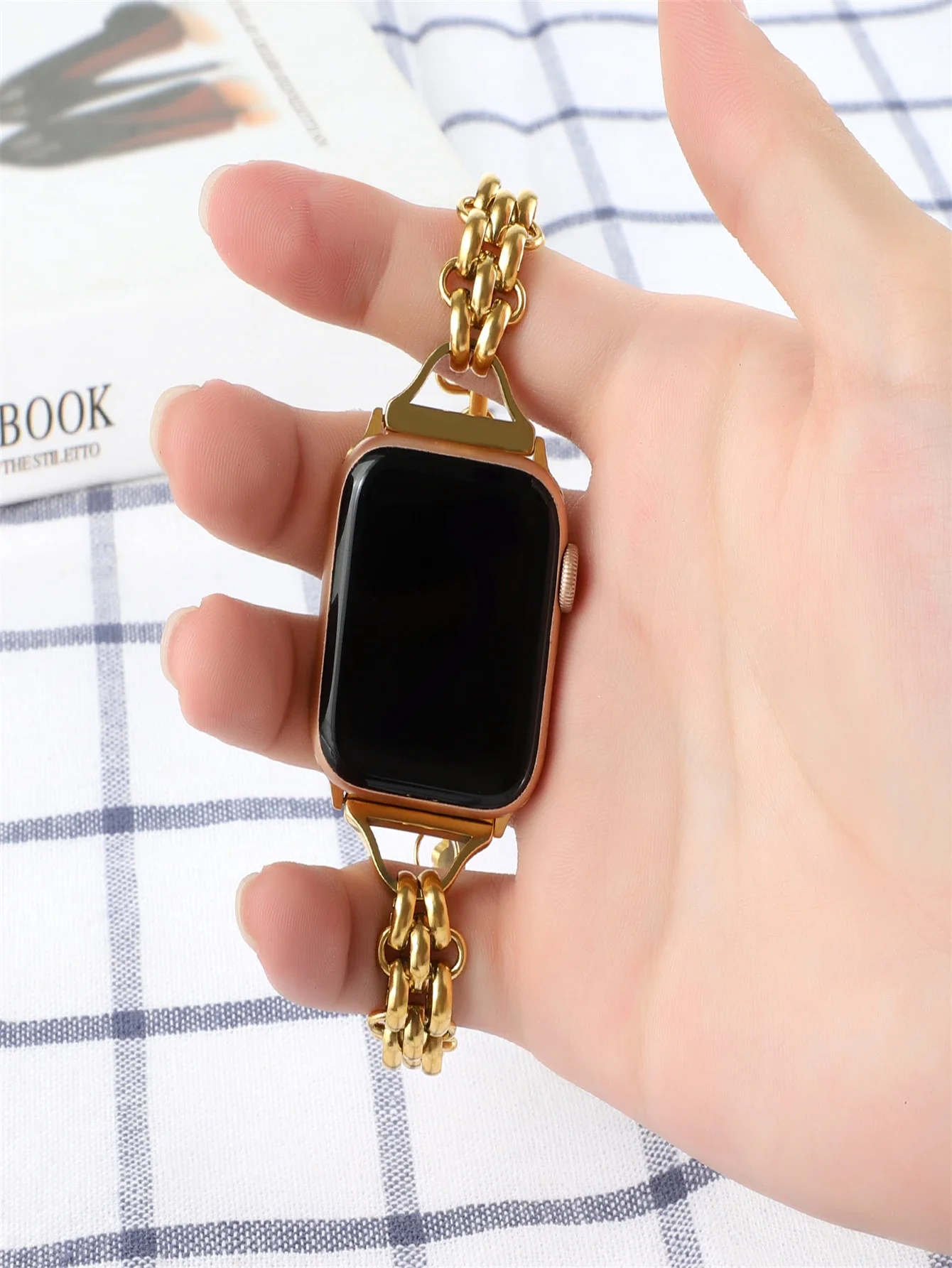 Correa de acero inoxidable para Apple Watch, cadena de doble fila para Apple Watch Series Ultra Se 8, 7, 6, 5, 4, 42, 44, 45, 49mm, 38, 40, 41mm, 1 unidad/3/2/1 - imagen 3