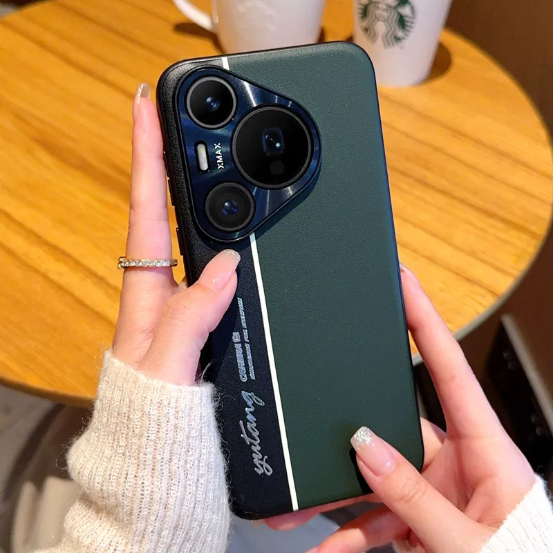 For Huawei Pura 70 Pro Case Fashion PC+PU Leather Camera luminous Protect Back Cover Case For For Huawei Pura 70 Ultra P70 Shell - imagen 4