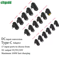 Convertidor de codo de entrada de CC a tipo c, reconocimiento automático, adaptador de 5v/9v/20v, salida PD, 100w, carga rápida PD, alta potencia, 1 unidad