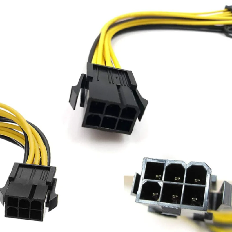 Tarjeta gráfica de 6 pines a PCIe dual de 8 pines (6 + 2) adaptador de corriente PCI Express GPU VGA extensión divisor Y Cable de alimentación de tarjeta de vídeo de minería - imagen 5