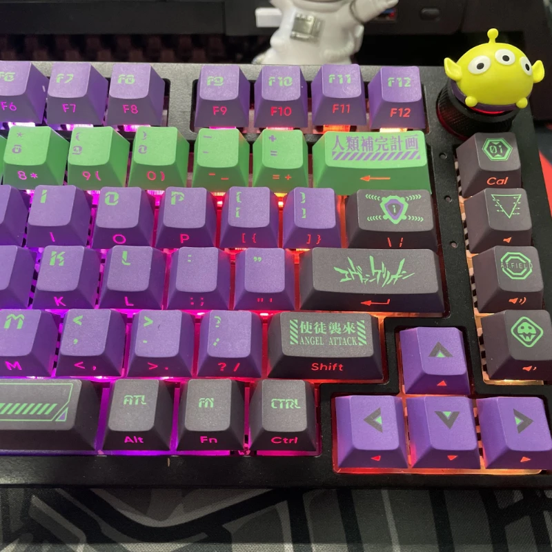Ayanami Rei-teclas de Anime personalizadas, 128 teclas, PBT, grabado lateral, serie EVA translúcida, perfil de cereza, teclas de teclado mecánico - imagen 5