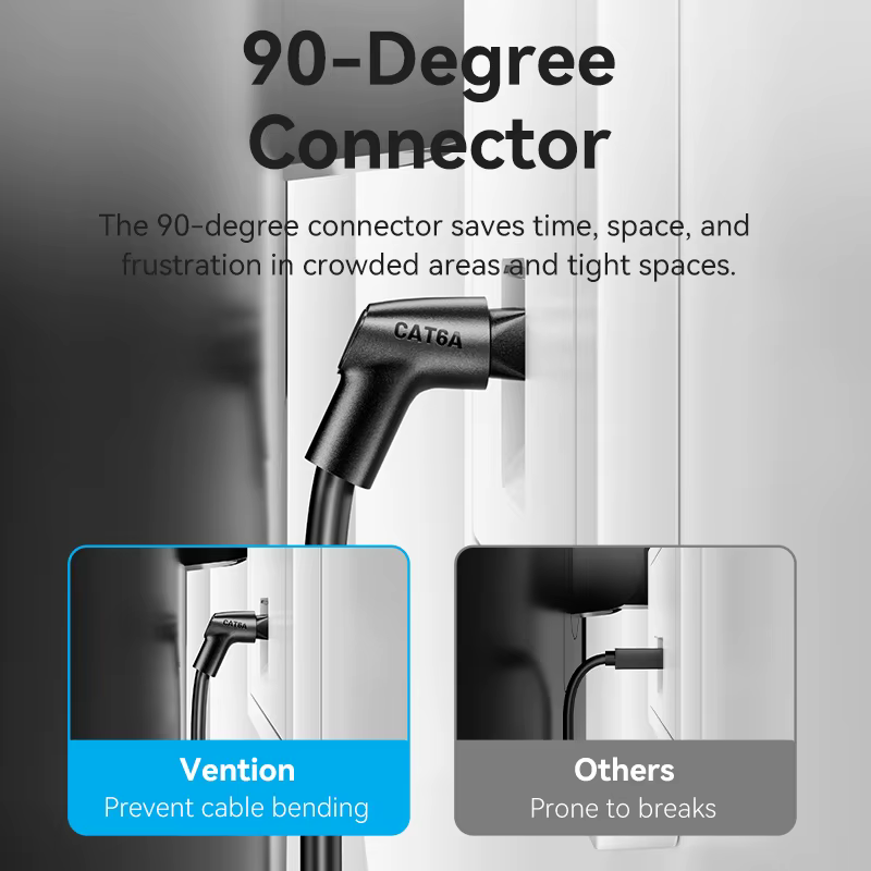 Cable Ethernet Vention Ultra Cat6A Cable LAN de 10 Gbps 90/360 ° Cable de red de alta velocidad de rotación para PC PS5 Xbox Router Cable RJ45 - imagen 4
