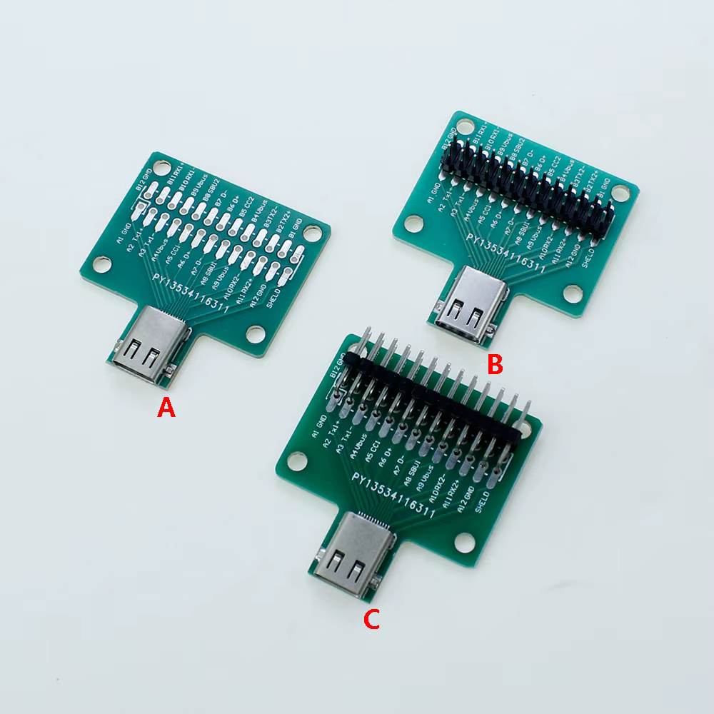 Placa de prueba de Cable USB 3,1 de 2 piezas, conector adaptador hembra tipo c A DIP, convertidor de PCB soldado