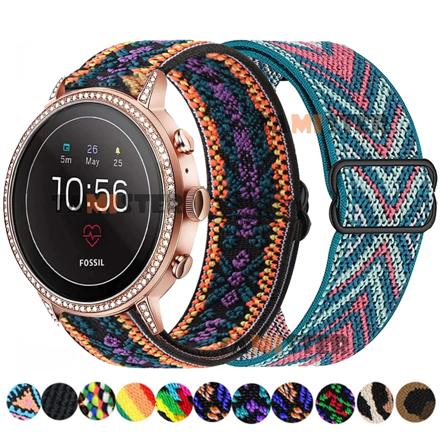 Correa elástica de nailon para Fossil Gen 6, 5, 5e, 44mm, 42mm, pulsera para Fossil Gen 5, LTE, 45mm, Gen 4, Venture HR Charter Watch Band