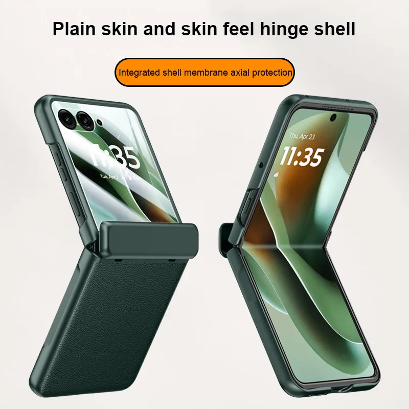 Funda con bisagra plegable magnética de cuero Skin Feel para Motorola Razr 60 Ultra 60 Pro Razr 50 5G, funda protectora con película templada - imagen 2