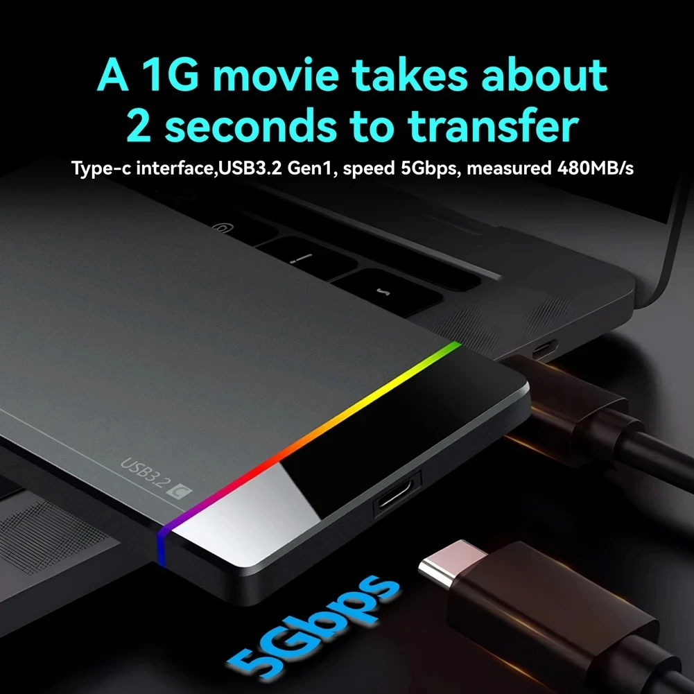 Caja de disco duro externo SATA HDD SSD de 2,5 pulgadas, carcasa USB 3,2 RGB, velocidad de transferencia de 5Gbps, carcasa de disco duro para PC y portátil - imagen 3