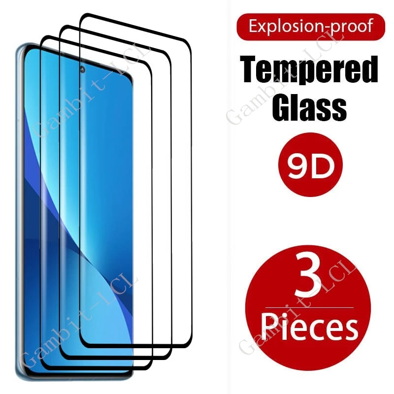 3 uds 9H 3D vidrio templado curvo para Xiaomi 12S en Xiaomi12S 12 12X Xiaomi12 Xiaomi12X 6,28 "película protectora de pantalla