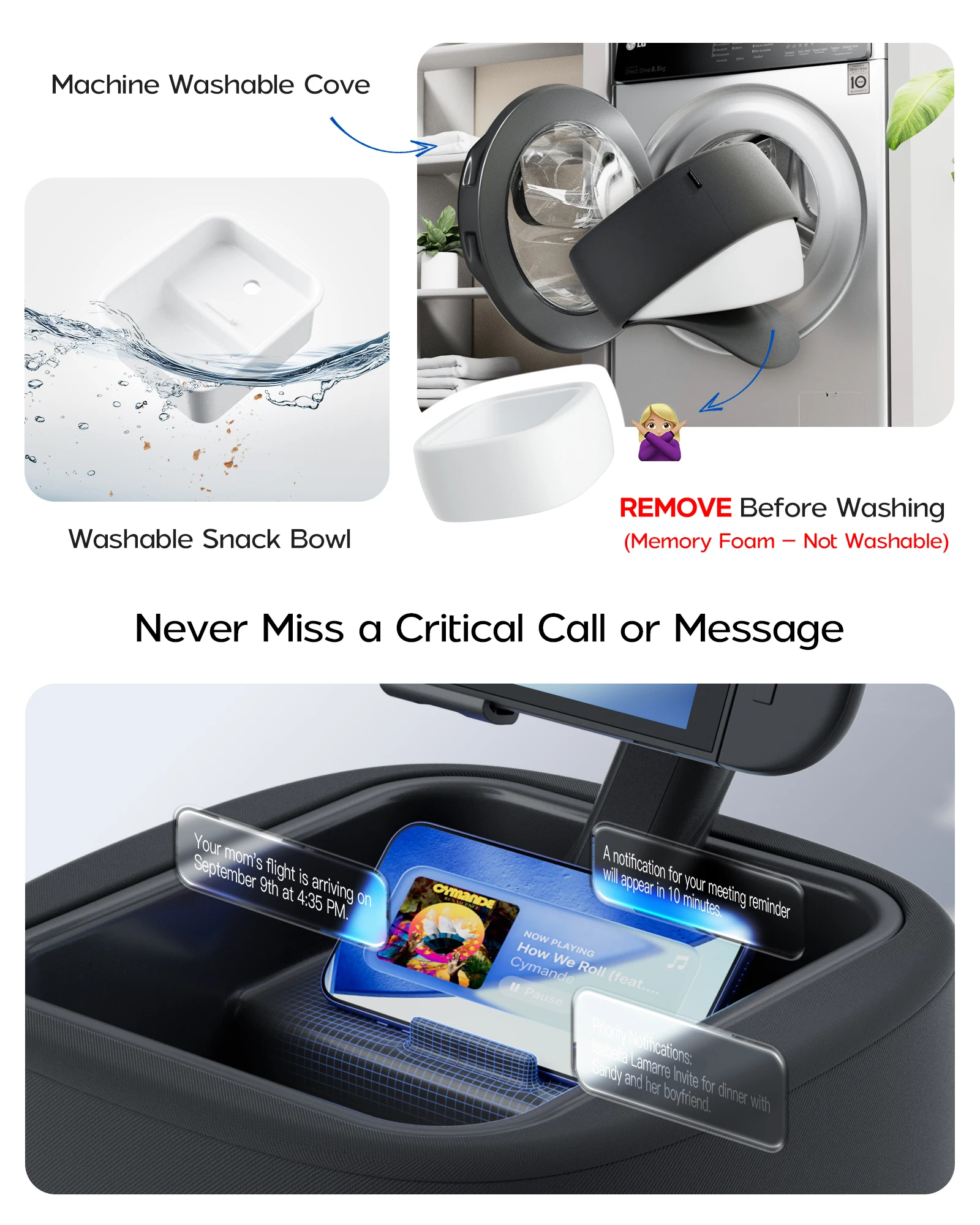 Soporte de almohada para juegos LULULOOK para tableta Nintendo Switch 2 y 4,7-14,6 ", soporte de almohada de gravedad para cubierta de vapor (lavable a máquina) - imagen 4