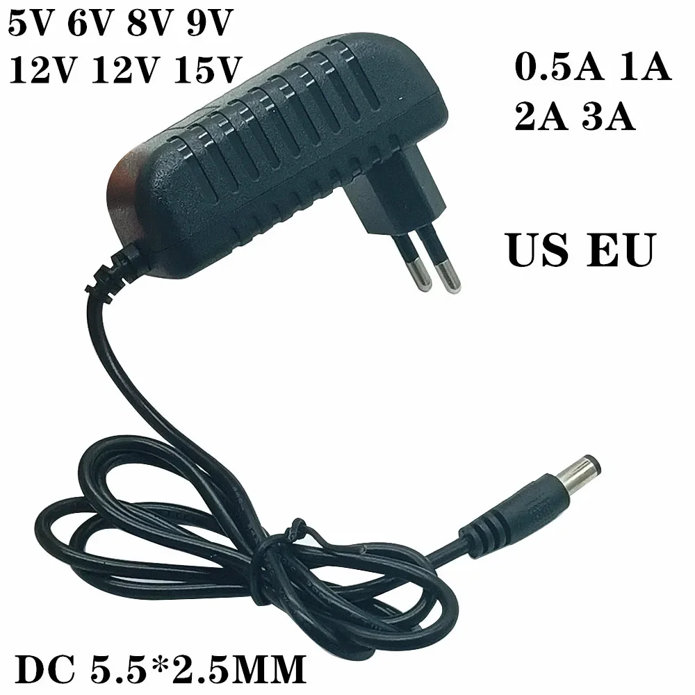 Enchufe europeo AC 100-240V a DC 12V 1A 2A 3A 12W 24W 36W, adaptador de fuente de alimentación para tira de luces LED/con conector - imagen 2