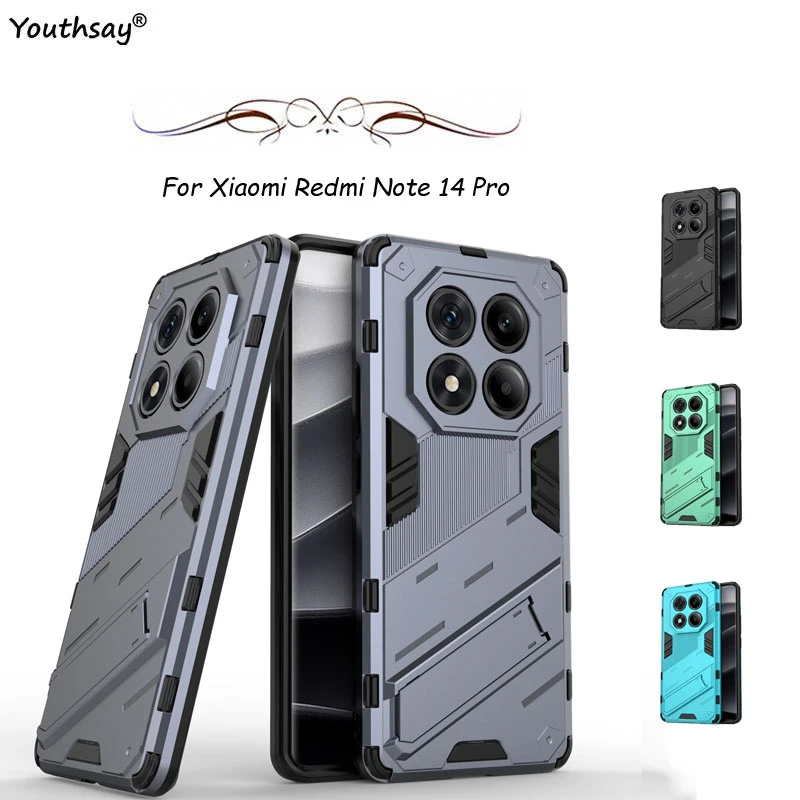 Funda protectora para Xiaomi Redmi Note 14 Pro, soporte para teléfono Redmi Note 14 Pro, funda con soporte, armadura magnética, funda Redmi Note 14 Pro - imagen 2