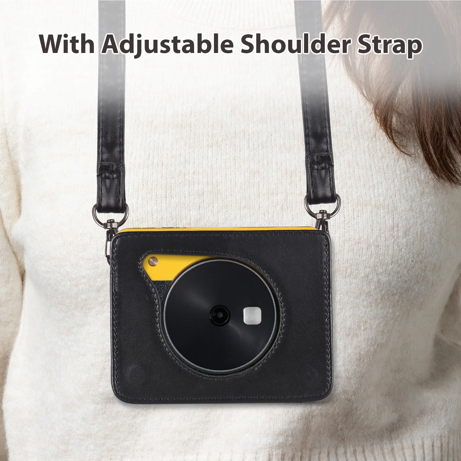 Bolsa para cámara instantánea portátil, funda para cámara de estilo Retro, Estuche de transporte de cuero PU para Kodak C300R/Mini Shot 3 con correa para el hombro - imagen 5