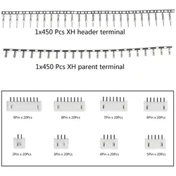 1220 Uds XH2.54mm 2 3 4 5 6 8 9 pines carcasa de puente terminales desnudos de engarzado con conectores macho hembra Kit surtido juego de mezcla