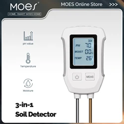 MOES Medidor de pH para suelo, temperatura y humedad con LCD