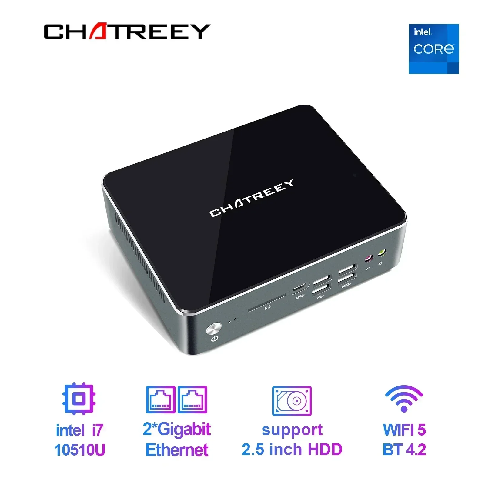 Chatreey KC10 mini pc i7 10510U i5 10210U Nvme SSD Windows 11 computadora de escritorio para juegos 2xGigabit Ethernet