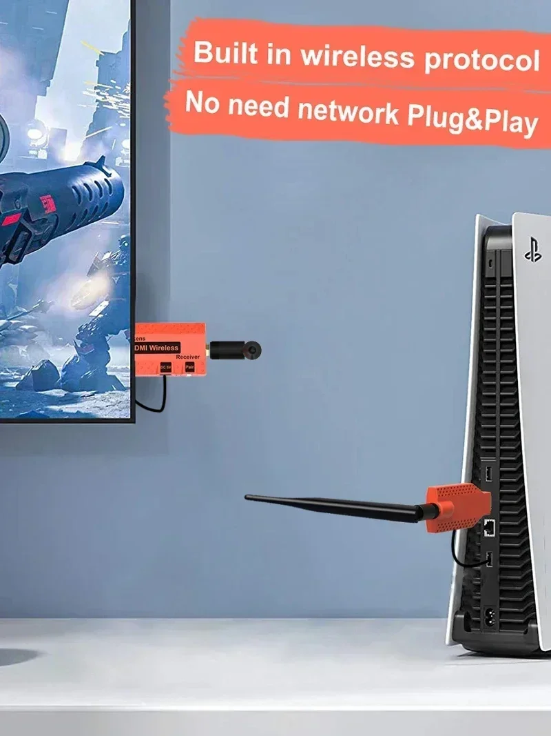 Prolongateur HDMI sans fil, adaptateur d'affichage partagé TV, émetteur vidéo, récepteur, caméra F, ordinateur portable, PC vers budgétaire TV, 100m, 1080p, 1, 2, 3, 4 - imagen 3