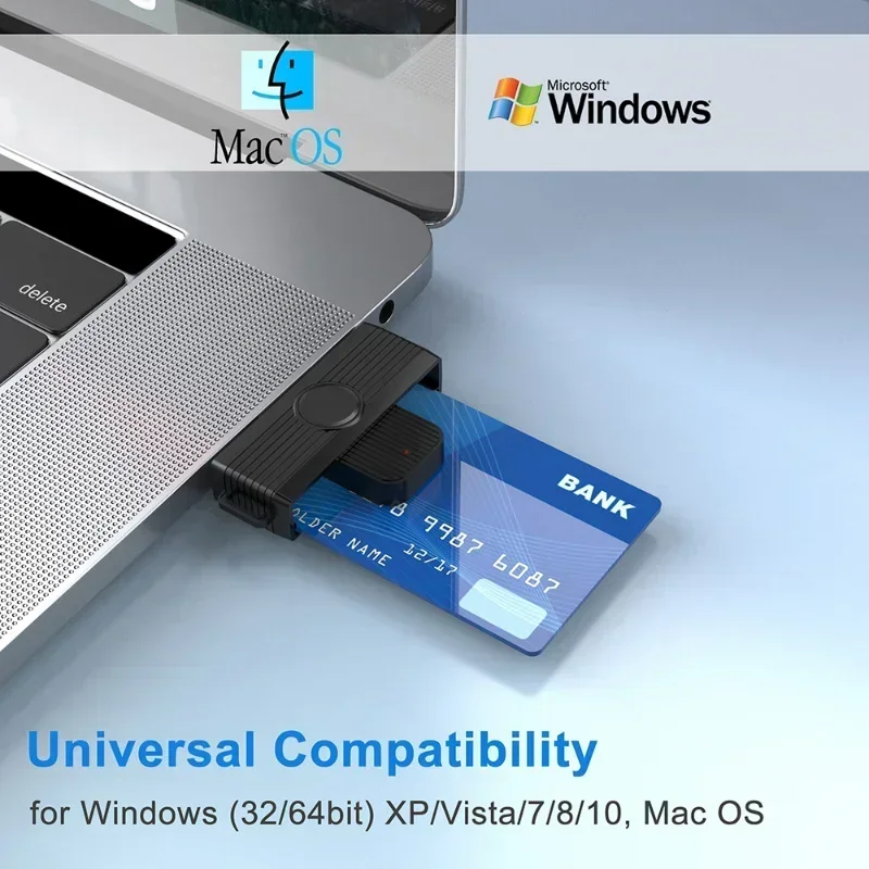 Lector de tarjetas inteligentes USB tipo C, Banco de identificación de memoria EMV, adaptador de conector electrónico DNIE Dni Citizen Sim Cloner para Cables Mac OS