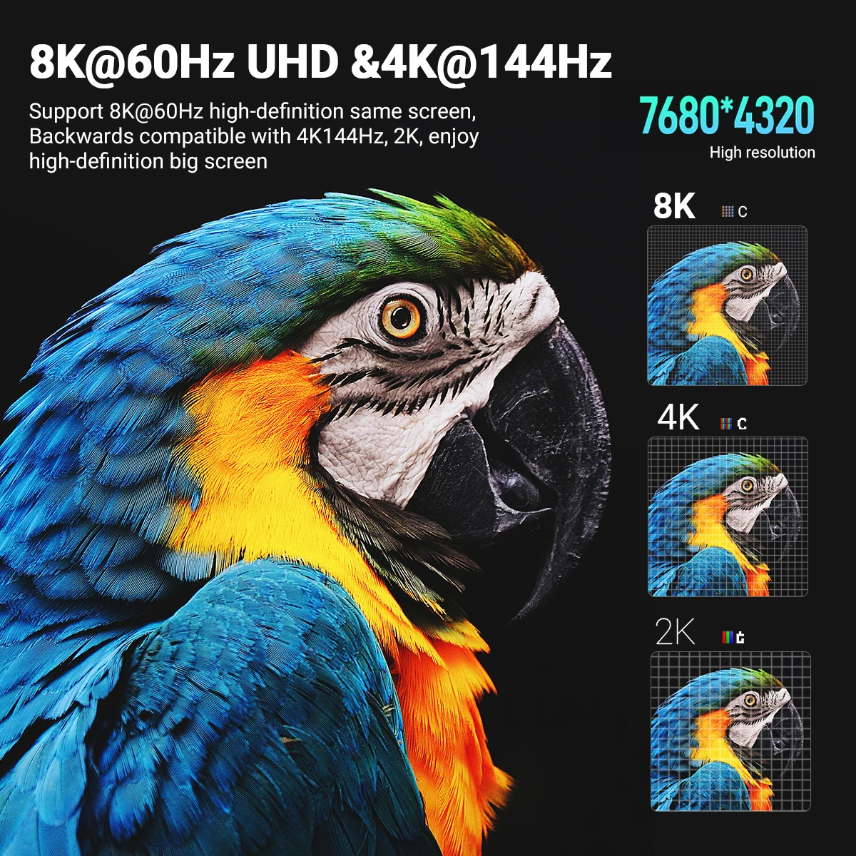 Adaptador USB C a Displayport 8K Hub multipuerto 3 en 1 con puerto USB 3,0 PD de 100W para Switch/Switch OLED Macbook Pro - imagen 2