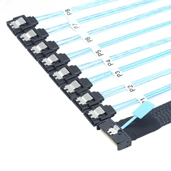Cable MCIO SFF-8654 8i a SATA 7P Hembra en Ángulo Recto