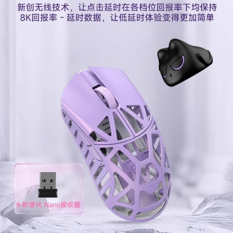 WANLING Mini Pro Beast Mouse inalámbrico de dos modos, ratón azul hielo triturado, Sensor PAW3950 de 8k, ratón multibotón DIY para juegos/Offce - imagen 5