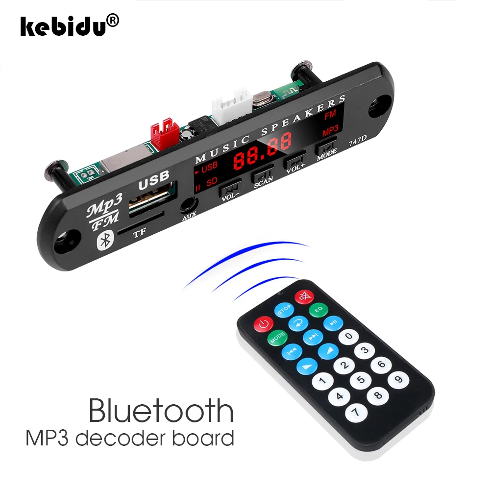 Placa decodificadora de MP3 para coche, amplificador de MP3 con Bluetooth, USB, FM, TF, Radio, módulo de Audio, altavoz de música, control remoto, 9V, 12V - imagen 2