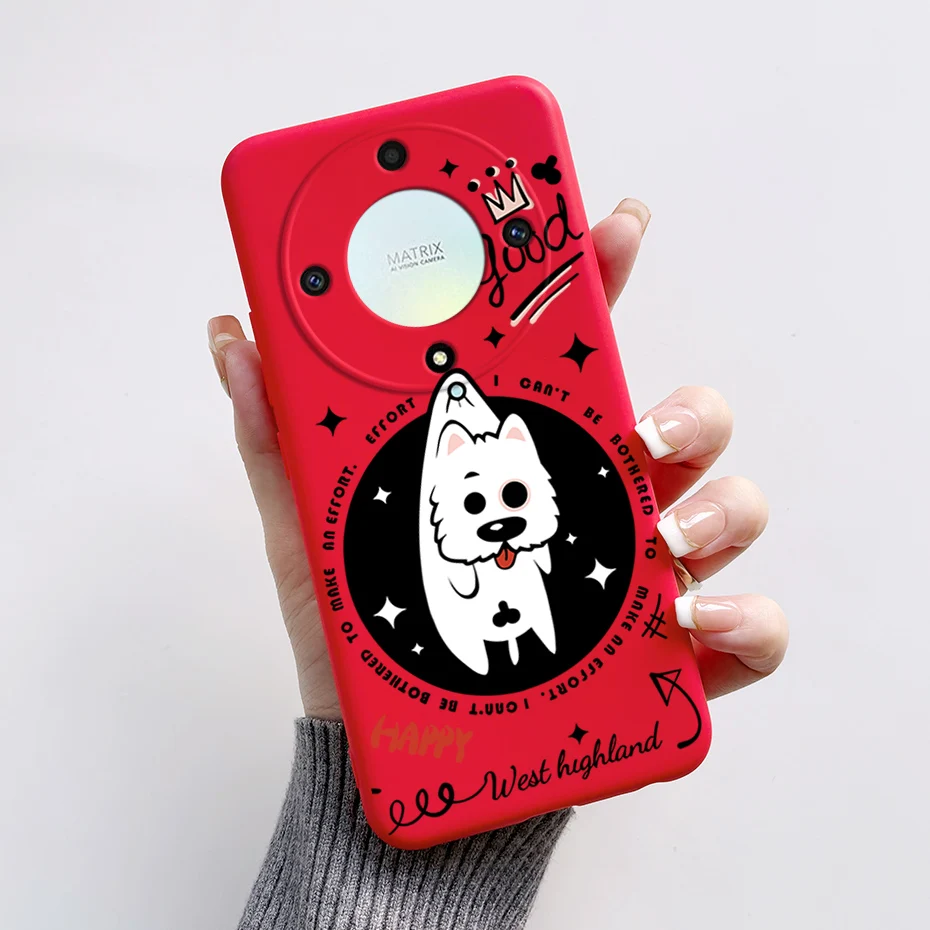 Un teléfono con una celda roja con un perro