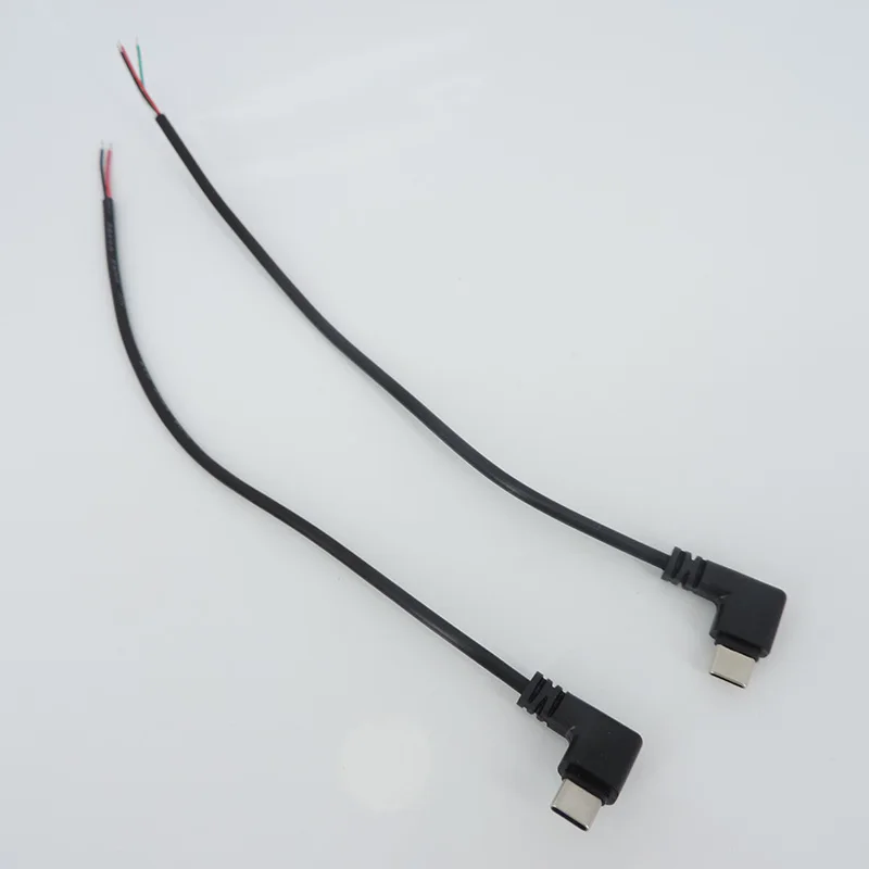 USB 2,0 tipo C 2 pines 4 pines USB macho Cable de cabeza de codo enchufe de ángulo recto DIY fuente de alimentación cable de extensión de carga de datos - imagen 5