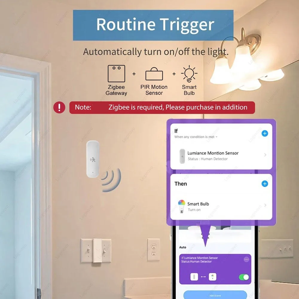 Zigbee 3,0 Mmwave Radar PIR Sensor de movimiento con luz Lumiance detección de temperatura humedad automatización del hogar inteligente 2MQTT - imagen 5
