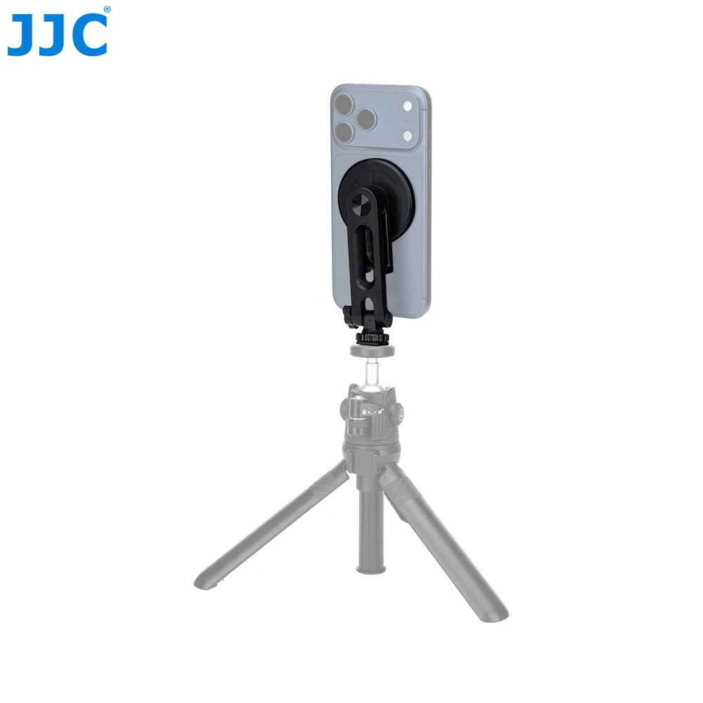 JJC Soporte magnético para teléfono con zapata fría con tornillo 1/4 Soporte para trípode para teléfono para iPhone 17 16 15 14 13 12 Monitor de cámara Samsung - imagen 4