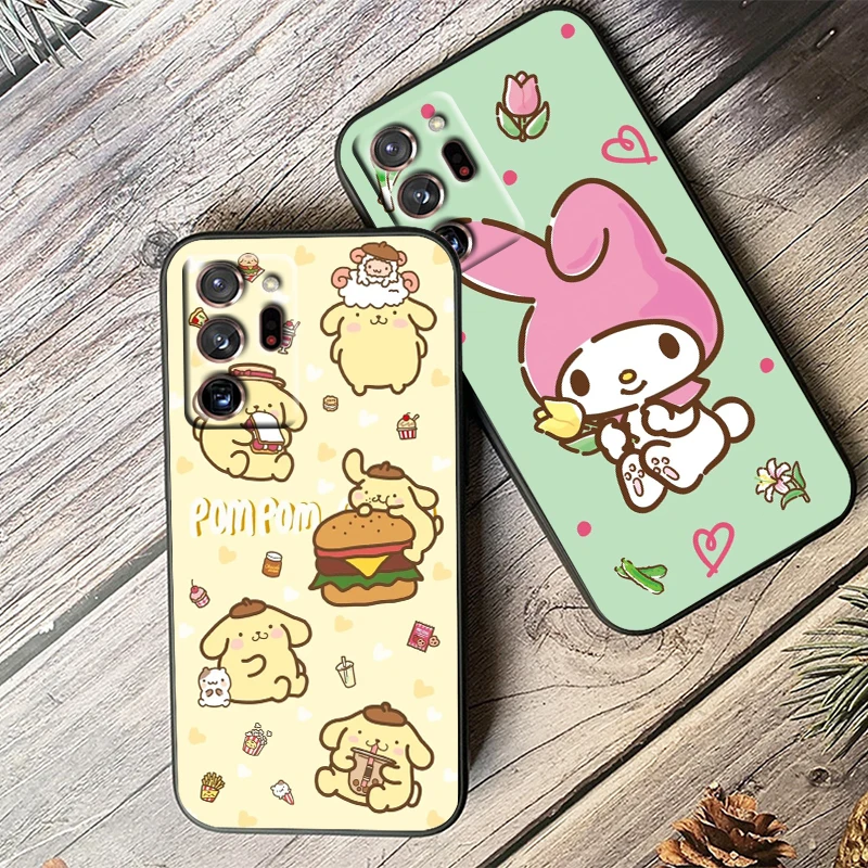 Sanrio Cinnamoroll Pochacco para Samsung Note 20 10 Ultra Plus A31 A14 A12 A70 A34 A25 A04 A05 A15 A24 5G, funda negra de TPU - imagen 4