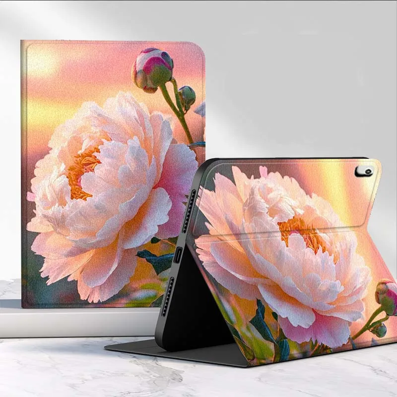 Peach Peony Bloom para iPad Pro Air 2 3 4 5 6th 7th 11th Gen 10,2 9,7 11 10,5 10,9 12,9 13 pulgadas funda para tableta