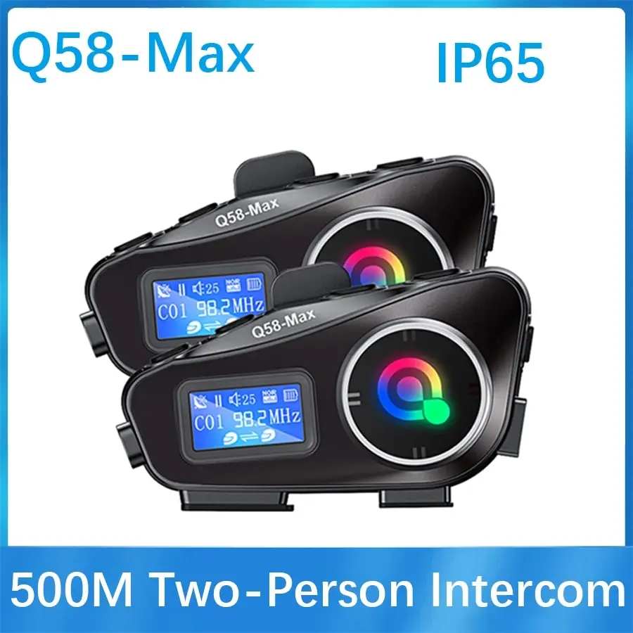 Q58-MAX Auriculares Bluetooth Casco Moto LED Impermeable