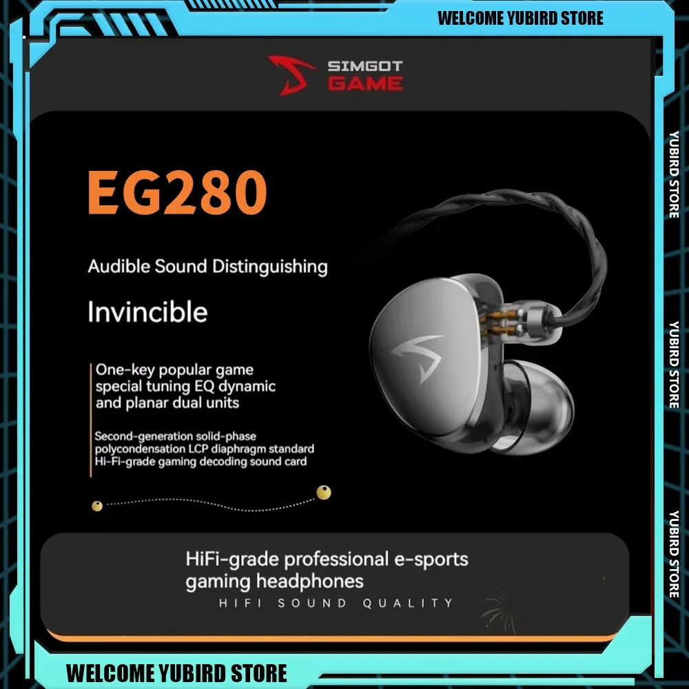 Auriculares para juegos SIMGOT EG280 con cable, una bobina móvil, una placa, auriculares HIFI de 3,5mm y USB-C, interfaz Dual, auriculares FPS para deportes electrónicos