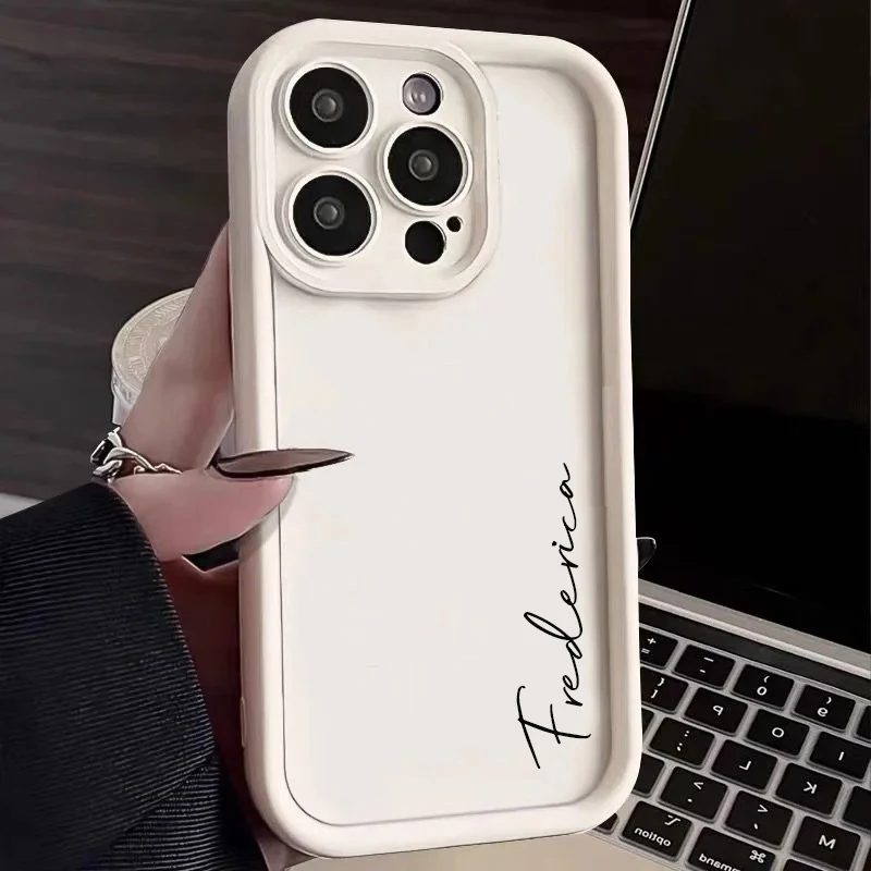 Funda DIY de silicona suave con nombre personalizado, Color caramelo, para Iphone 16, 15, 14, 13, 12, 11 Pro Max, funda para Iphone 14 15 Plus - imagen 4