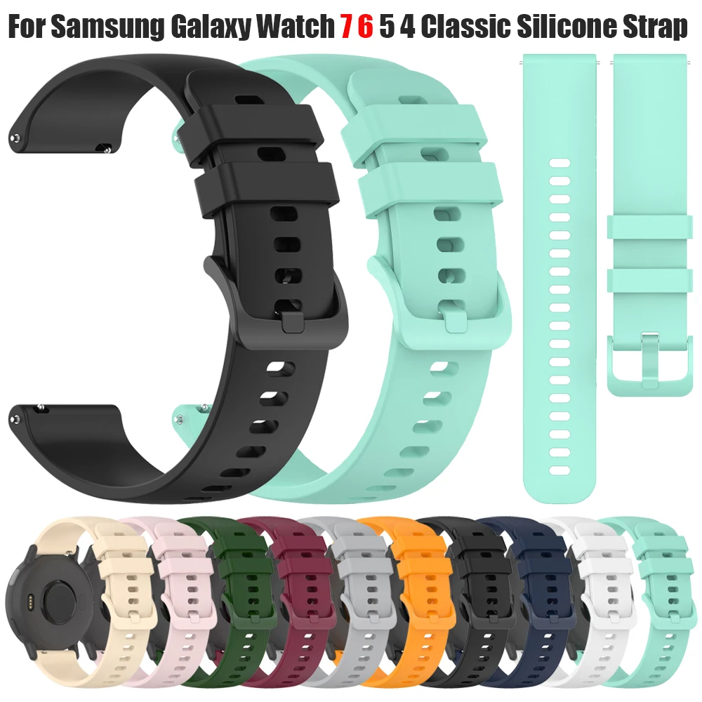 Correa de reloj de goma de 20mm y 22mm para Samsung Galaxy Watch 7/6/4/5 Pro/classic/gear S3/active 2, pulseras deportivas de repuesto de silicona