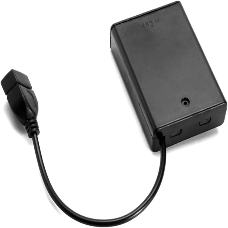 Soporte para batería AA 2/3, caja de almacenamiento de 4,5-5V con cubierta e interruptor con Cable USB, Kit de luz Led de bloque de construcción - imagen 3