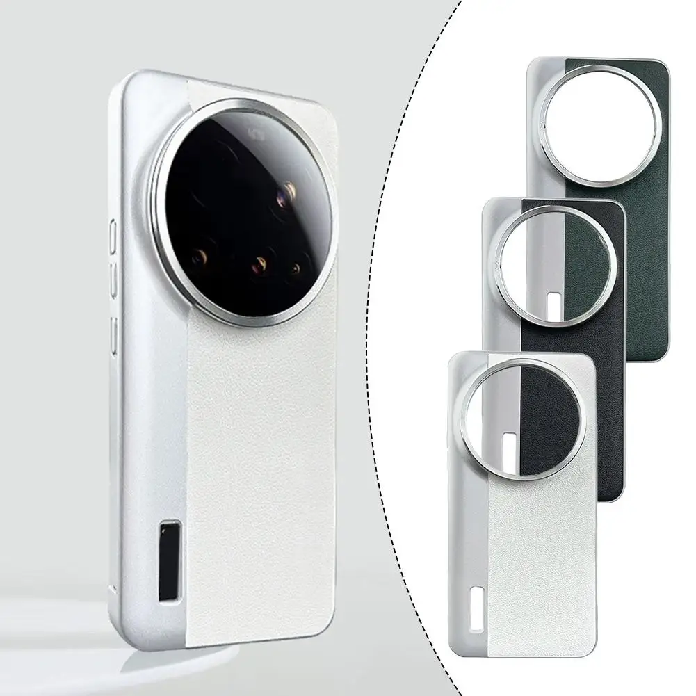 Funda de teléfono de cuero liso ultrafina para Xiaomi 15 Ultra 15Ultra 5G, cubierta de protección completa para cámara a prueba de caídas, lente de Metal - imagen 2