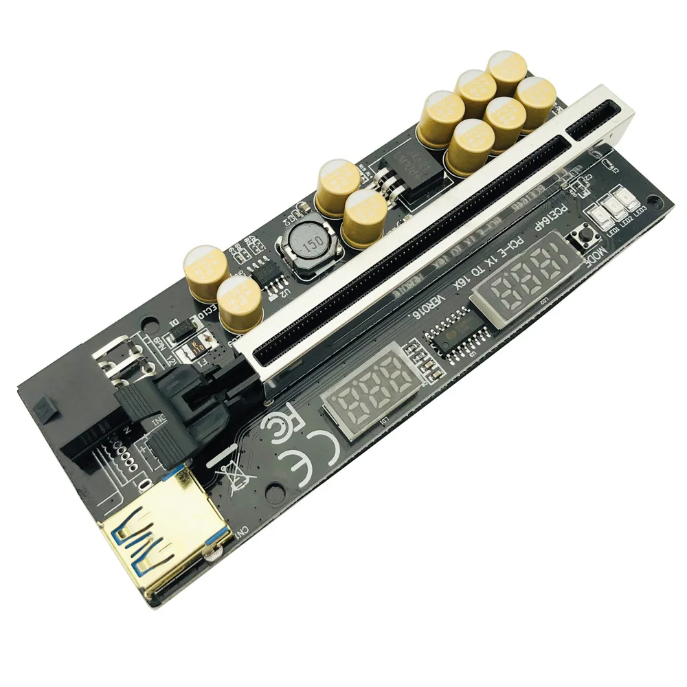 Elevador PCIE para tarjeta de vídeo 016, USB 3,0, voltaje de temperatura, GPU, PCI Express X16, potencia de 6 pines para minería, 1-10 piezas - imagen 2