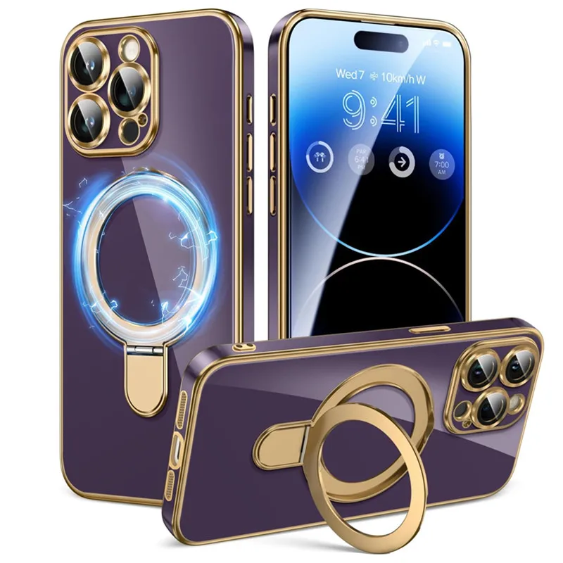 Macsafe-funda magnética con soporte de anillo de Metal, carcasa a prueba de golpes para IPhone 15, 14, 13, 12 Pro Max Plus, 15Pro, 14Pro