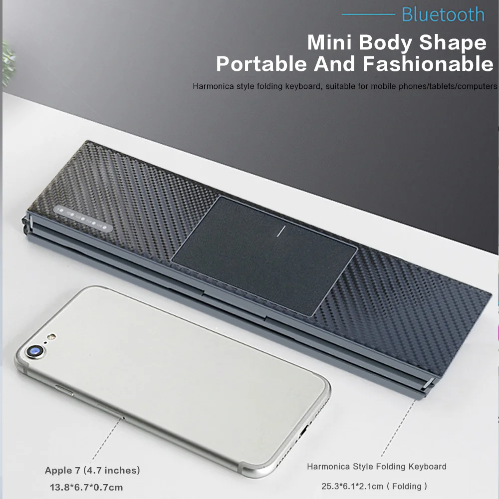 Teclado Bluetooth plegable con panel táctil Teclado triple plegable con trackpad grande, teclado Bluetooth portátil de viaje de tamaño completo - imagen 4