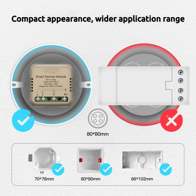 MINI interruptor atenuador inteligente Tuya WiFi, temporizador de aplicación y Control por voz, funciona con asistente de Alexa/Google, renovación de equipos antiguos DIY - imagen 2