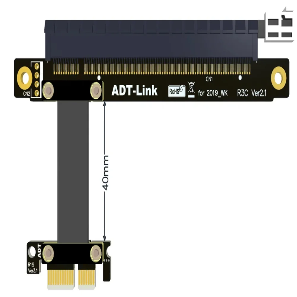 Cable de extensión de tarjeta gráfica PCIe3.0 no USB, adaptador de velocidad completa, convertidor elevador, ADT, X1 A X16 A - imagen 3