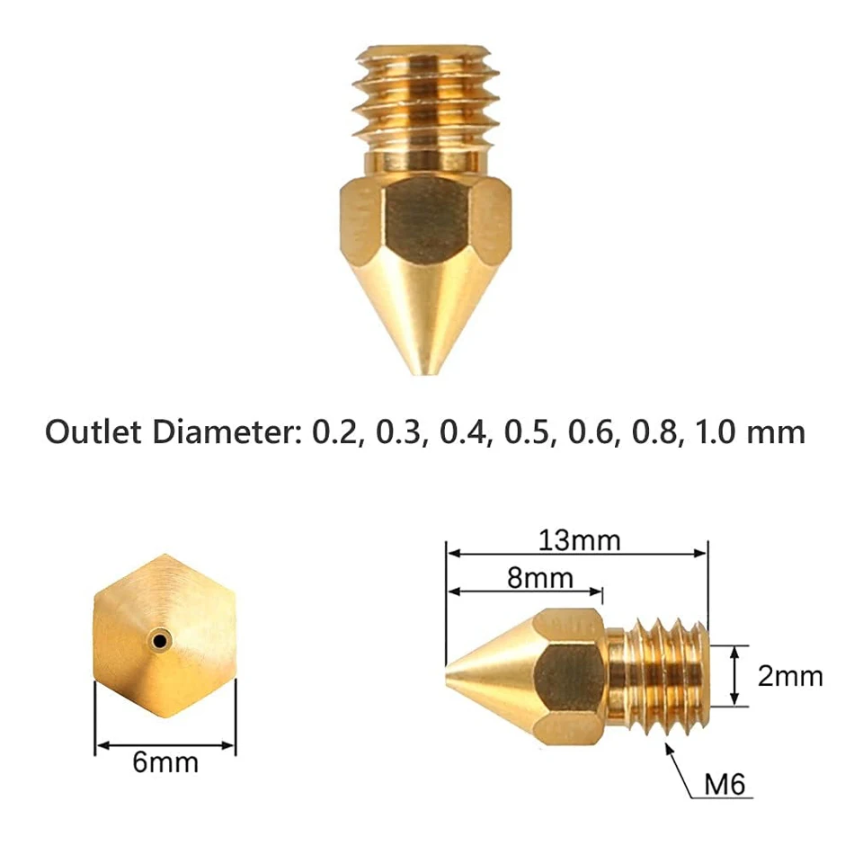MK8 Ender 3 Boquillas 24 piezas Impresora 3D Boquillas de latón Extrusora para Ender Serie 3 Creality CR-10 0,2 mm, 0,3 mm, 0,4 mm, 0,5 mm, 08 mm - imagen 5