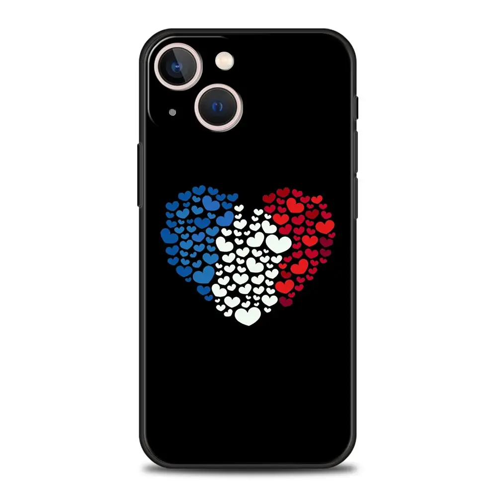 Funda de teléfono de lujo para Apple iPhone, 11, 15, 14 Pro MAX, 12, 13, 7, 8 Plus, X, XR, XS, MAX, SE, Funda de silicona negra, Bandera de Francia - imagen 3